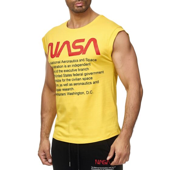 Red Bridge Herren Tank Top T-Shirt NASA Logo USA Ärmellos Gelb XL