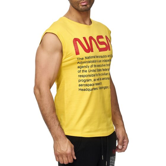 Red Bridge Herren Tank Top T-Shirt NASA Logo USA Ärmellos Gelb XL