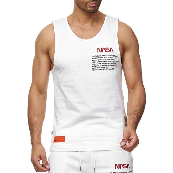 Red Bridge Mens Tank Top T-Shirt NASA Logo USA Sleeveless White XXL