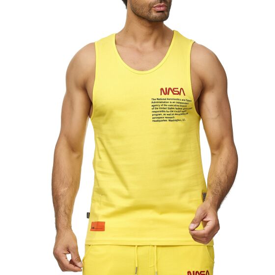 Red Bridge Mens Tank Top T-Shirt NASA Logo USA Sleeveless Yellow XL
