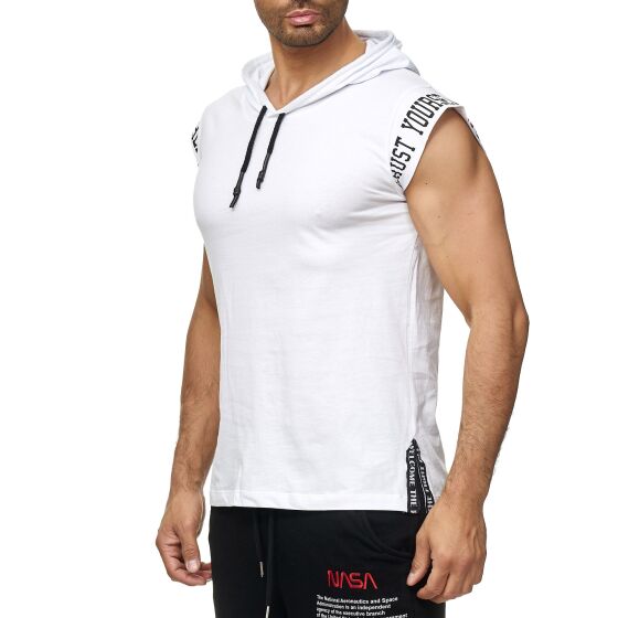Red Bridge Mens Tank Top T-Shirt Fight Club Sleeveless Hooded White XL