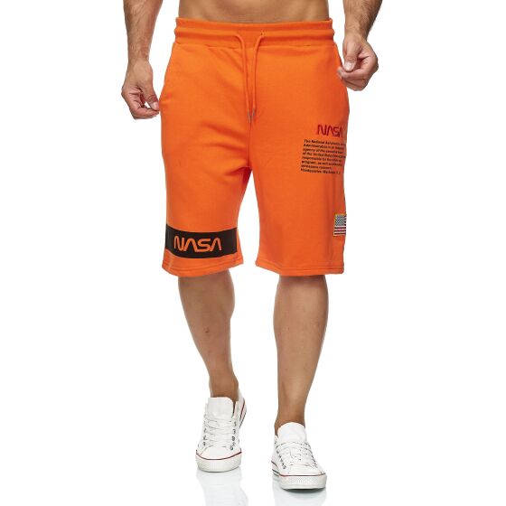 Red Bridge Mens Shorts Capri Sweat Pants Sweatpants NASA Logo USA Orange S