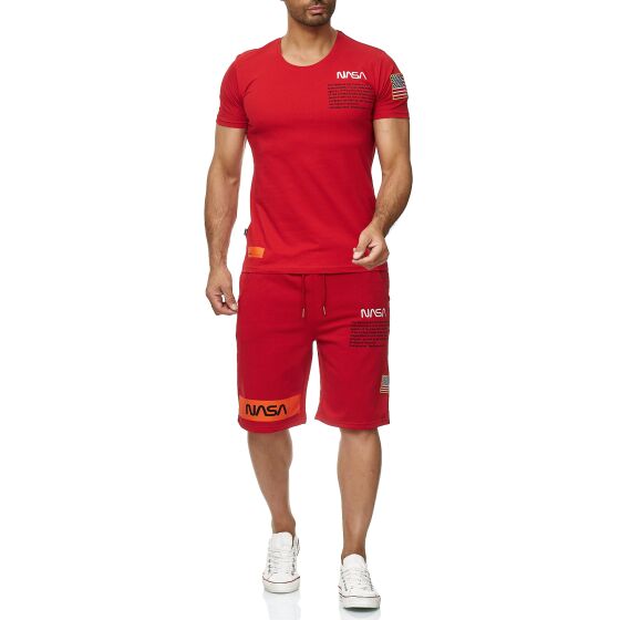 Red Bridge Mens T-Shirt and Shorts Jogging Suit Shorts Set Sweat Pants NASA Logo