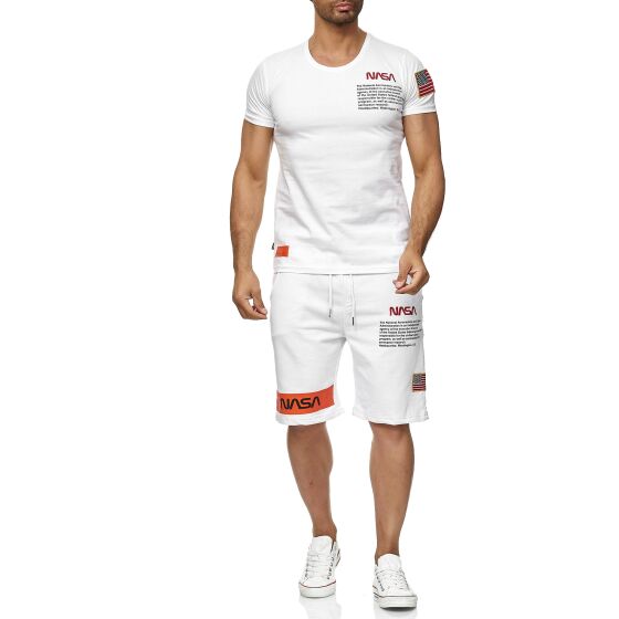 Red Bridge Mens T-Shirt and Shorts Jogging Suit Shorts Set Sweat Pants NASA Logo