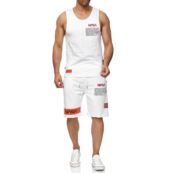 Red Bridge Mens Tank Top and Shorts Jogging Suit Short Pants Set NASA Logo White XXL