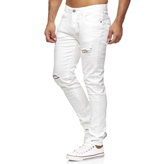 Red Bridge Mens Jeans Trousers Slim-Fit Skinny Jeans Denim Destroyed White W29L32