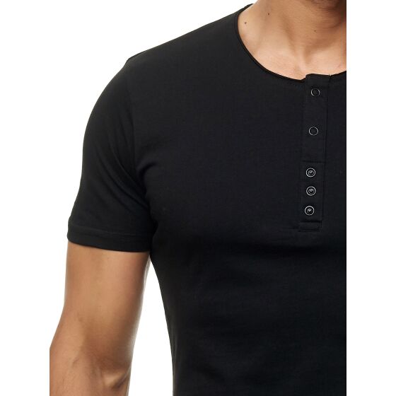 Red Bridge Herren T-Shirt Basic Kurzarm Shirt Knopfleiste