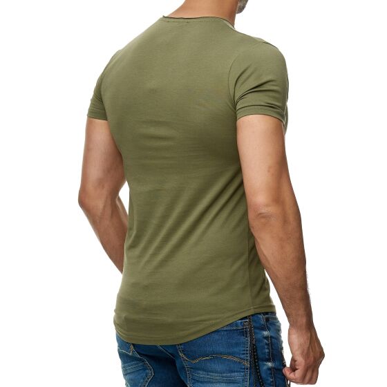 Red Bridge Herren T-Shirt Basic Kurzarm Shirt Knopfleiste