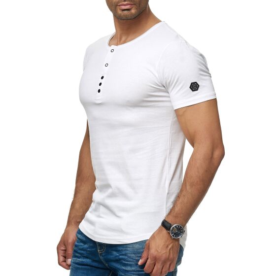 Red Bridge Herren T-Shirt Basic Kurzarm Shirt Knopfleiste