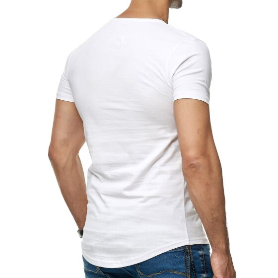 Red Bridge Herren T-Shirt Basic Kurzarm Shirt Knopfleiste