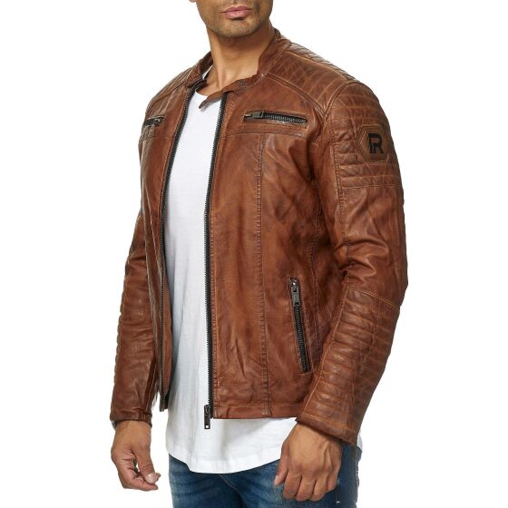 Kunst- Lederjacke Bikerjacke Biker Steppjacke Braun XL