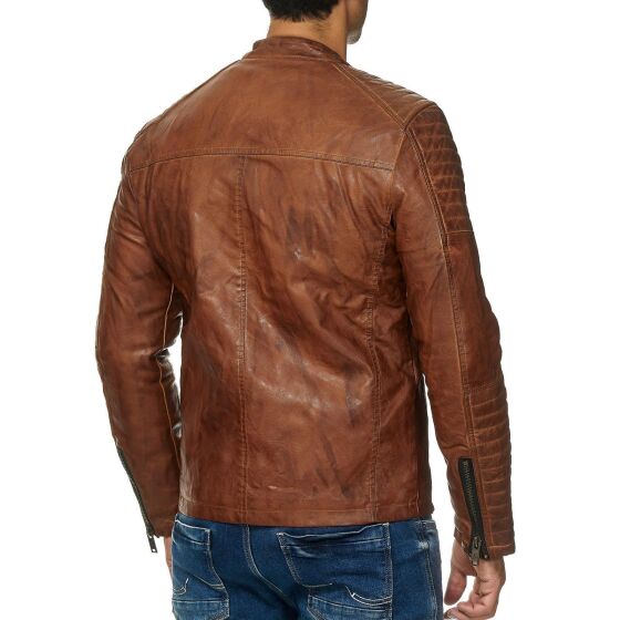Kunst- Lederjacke Bikerjacke Biker Steppjacke Braun XL