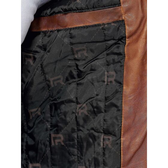 Red Bridge Mens Synthetic Leather Jacket Biker Jacket Biker Quilted Jacket Brown XL