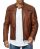 Red Bridge Mens Synthetic Leather Jacket Biker Jacket Biker Quilted Jacket Brown XL
