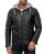 Red Bridge Mens Faux Leather Jacket Faux Leather Biker Jacket with Sweat Hood Two in One Black-Grey M