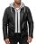 Red Bridge Mens Faux Leather Jacket Faux Leather Biker Jacket with Sweat Hood Two in One Black-Grey XXL