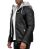 Red Bridge Mens Faux Leather Jacket Faux Leather Biker Jacket with Sweat Hood Two in One Black-Grey 3XL