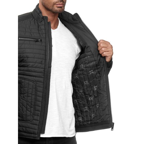 Red Bridge Herren Jacke Steppjacke Winterjacke Kunstleder Marlon Quilted Schwarz XXL