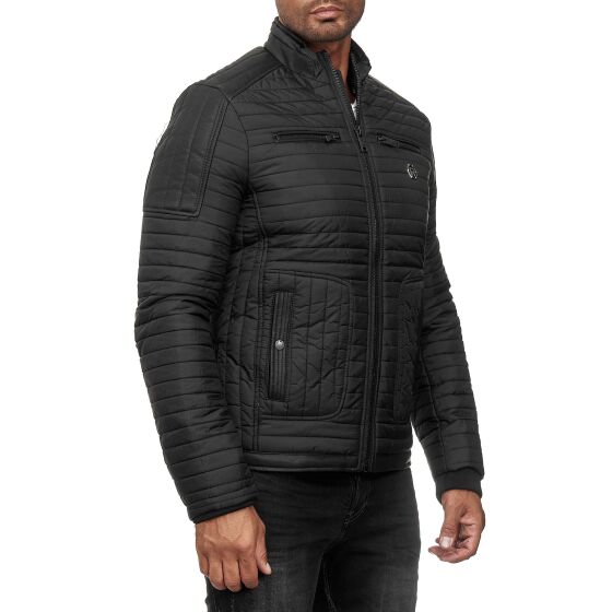 Red Bridge Herren Jacke Steppjacke Winterjacke Kunstleder Marlon Quilted Schwarz XXL