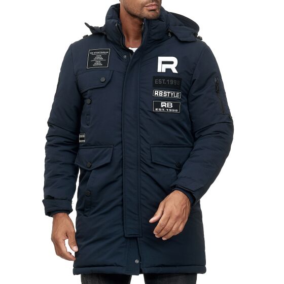 Red Bridge Herren Parka Jacke Mantel Winterjacke RB Patches Navy Blau L
