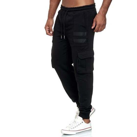 Red Bridge Herren Cargo Jogginghose Jogger Hose Sweat-Pants Double Zip Schwarz XXL