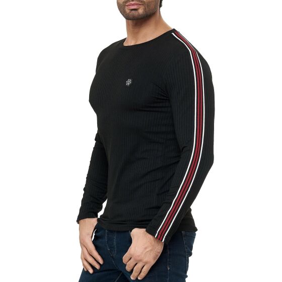 Red Bridge Mens Longsleeve Pullover Slim-Fit Striped Black S