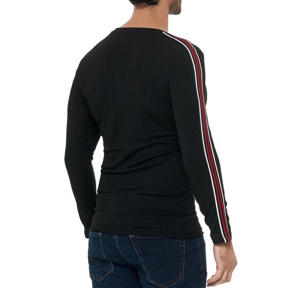 Red Bridge Mens Longsleeve Pullover Slim-Fit Striped Black S