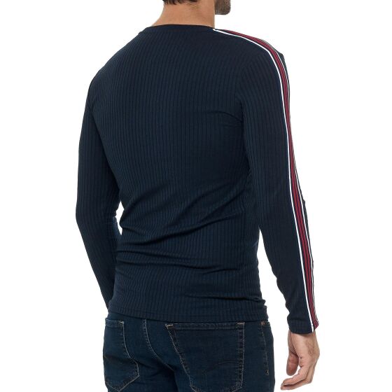 Red Bridge Mens Longsleeve Pullover Slim-Fit Striped Black S