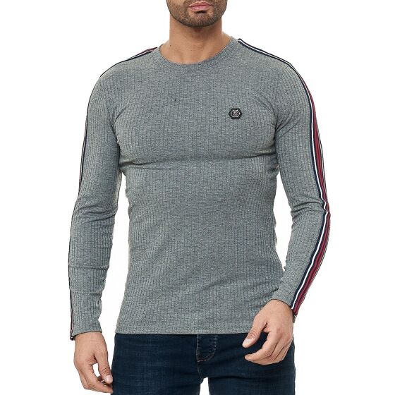 Red Bridge Mens Longsleeve Pullover Slim-Fit Striped Black S