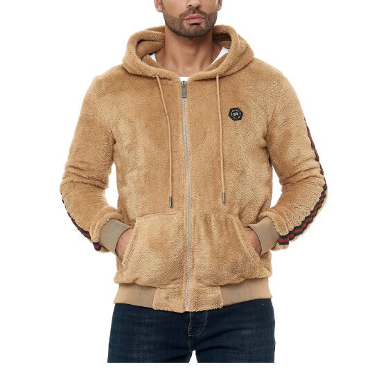 Red Bridge Herren Teddyfell Sweatjacke Kapuzenpullover Reißverschluss Luxury Line