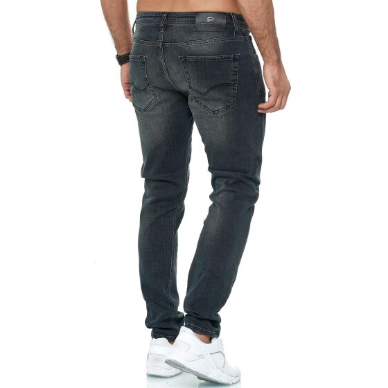 Red Bridge Mens Jeans Trousers Slim Fit Distressed Faded Shiny Black W40 L34