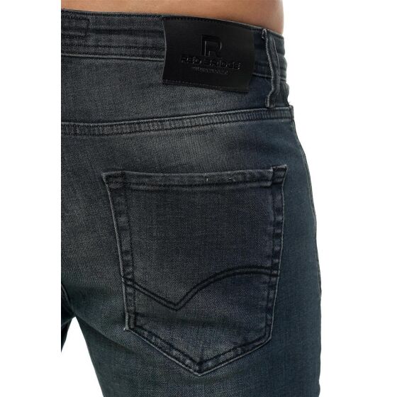 Red Bridge Mens Jeans Trousers Slim Fit Distressed Faded Shiny Black W40 L34