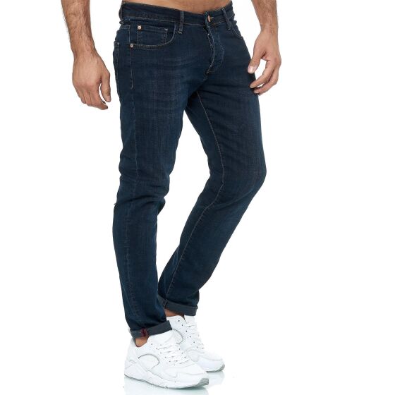 Red Bridge Mens Jeans Trousers Slim Fit Denim Stonewashed Arena Blue-Black W29 L32