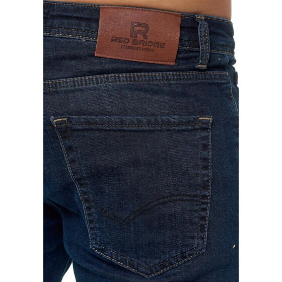 Red Bridge Herren Jeans Hose Slim-Fit Denim Stonewashed Arena Blau-Schwarz W33 L34