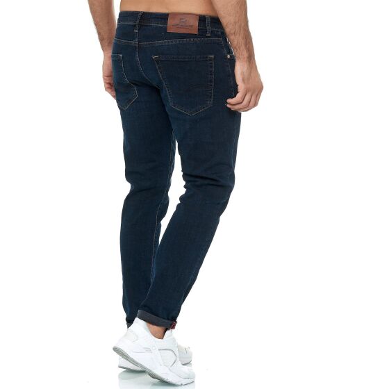Red Bridge Mens Jeans Trousers Slim Fit Denim Stonewashed Arena Blue-Black W33 L34