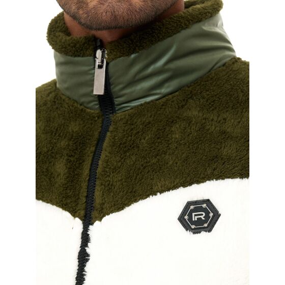 Red Bridge Mens Teddy Fur Nylon Sweat Jacket Zipper Arrow