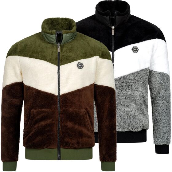 Red Bridge Mens Teddy Fur Nylon Sweat Jacket Zipper Arrow