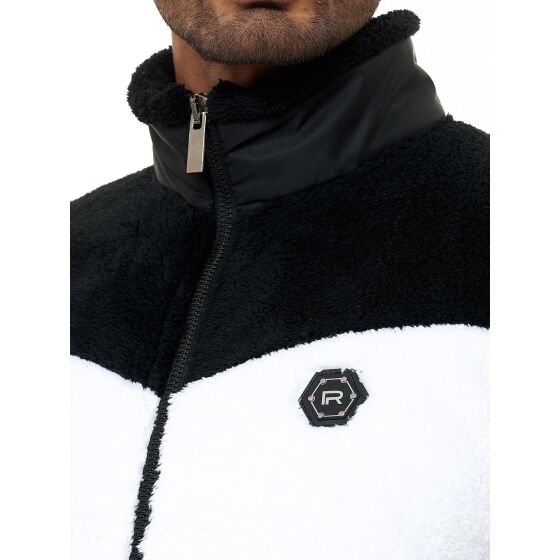 Red Bridge Mens Teddy Fur Nylon Sweat Jacket Zipper Arrow