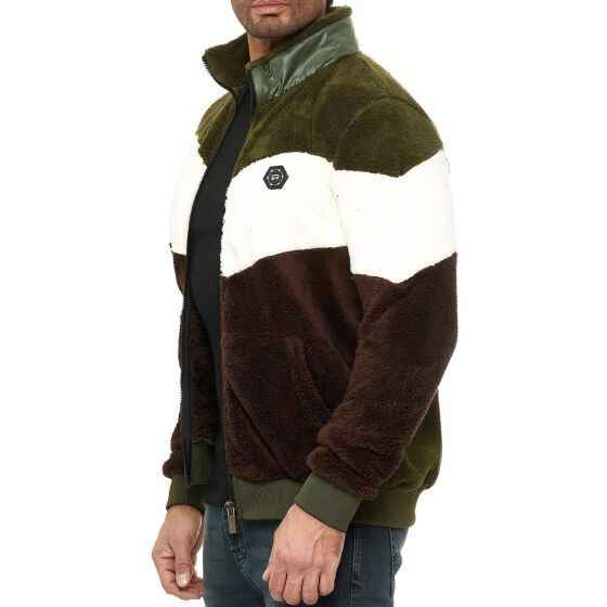 Red Bridge Mens Teddy Fur Nylon Sweat Jacket Zipper Arrow