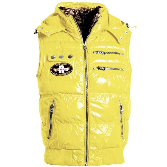 Red Bridge Mens waistcoat with detachable hood stand-up collar Shine