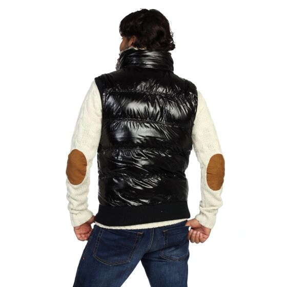 Red Bridge Mens waistcoat with detachable hood stand-up collar Shine