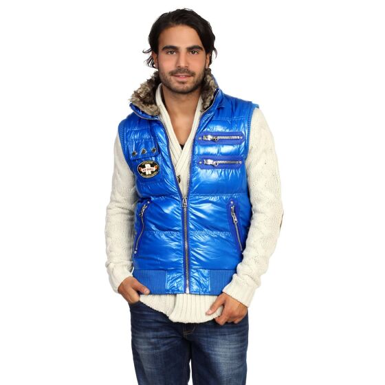 Red Bridge Mens waistcoat with detachable hood stand-up collar Shine