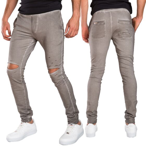 Red Bridge Herren Destroyed Jogginghose Pant stone grau