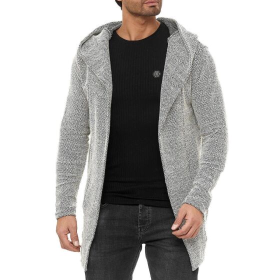 Red Bridge Herren Strickjacke Cardigan Hoodie Sweat-Jacke Long Cut