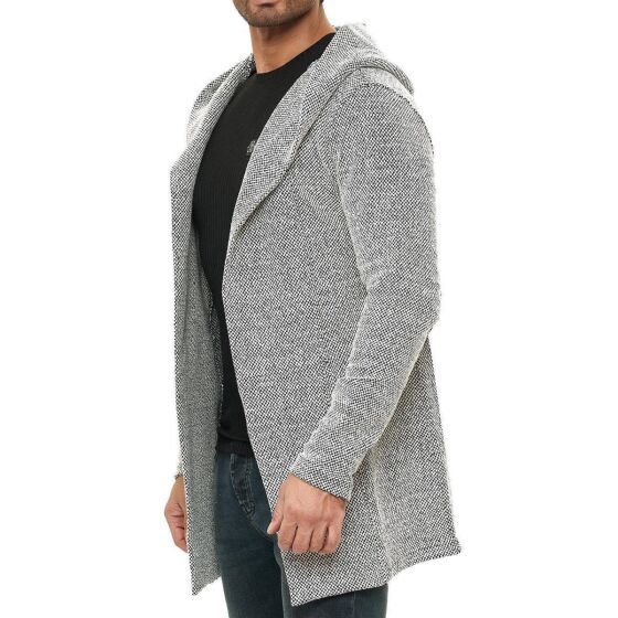 Red Bridge Herren Strickjacke Cardigan Hoodie Sweat-Jacke Long Cut