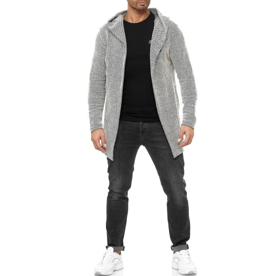 Red Bridge Herren Strickjacke Cardigan Hoodie Sweat-Jacke Long Cut