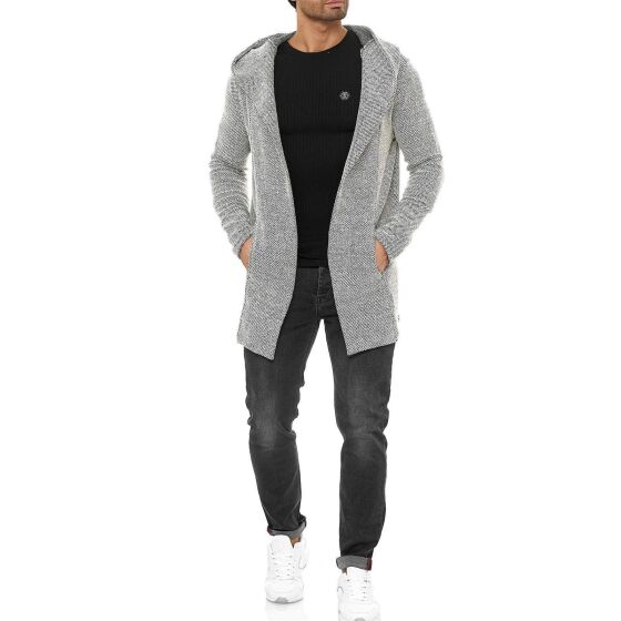 Red Bridge Herren Strickjacke Cardigan Hoodie Sweat-Jacke Long Cut