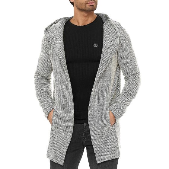 Red Bridge Herren Strickjacke Cardigan Hoodie Sweat-Jacke Long Cut Beige XL