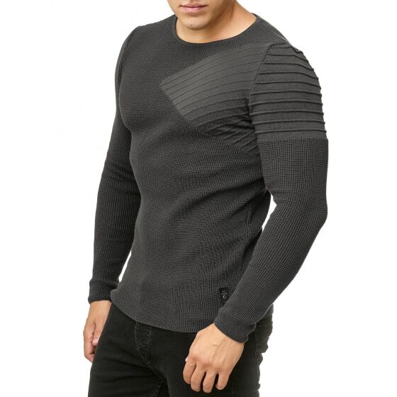 Red Bridge Mens Knit Sweater Arrow Shoulder Pullover Anthracite S