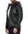 Red Bridge Mens Leather Jacket Genuine Leather Biker Jacket with Sweat Hood Two in One Black S